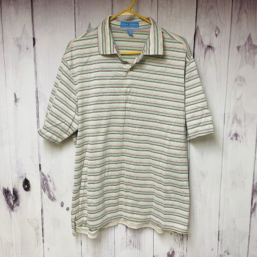 Fairway & Greene Pureformance Short Sleeve Striped Polo Shirt Size Large Mens